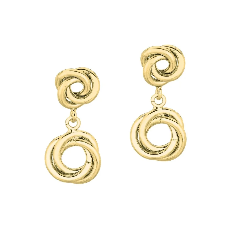 Curata 14k Yellow Gold 22x12mm Double Love Knot Dangle Post Earrings