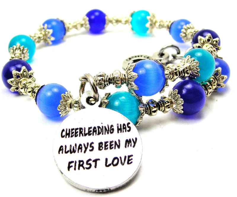 Cheerleading Has Always Been My First Love Cat's Eye Beaded Wrap Bracelet