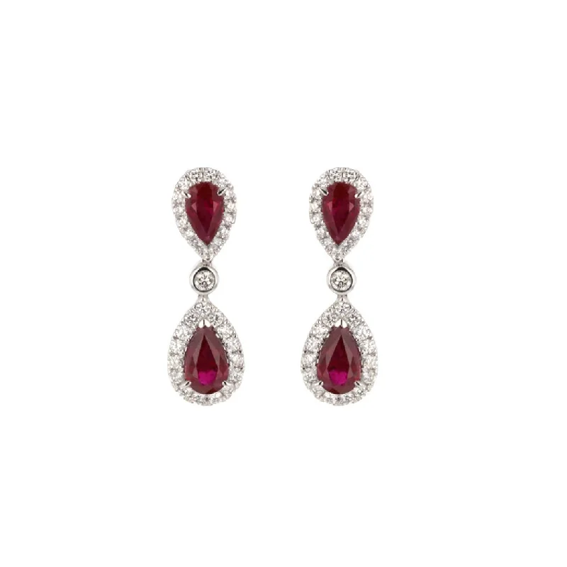 Ruby & Diamond Drop Earrings