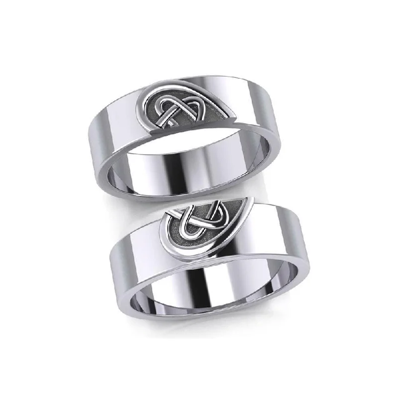 Celtic Heart Love Silver Commitment Band Ring TRI1941