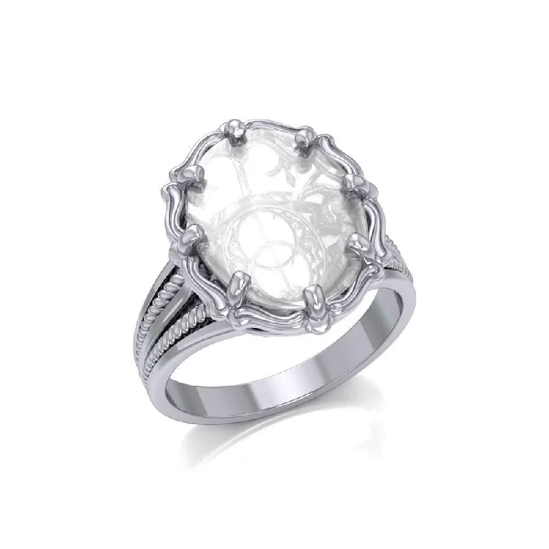 Chalice Well Sterling Silver Ring with Genuine White Quartz TRI1720