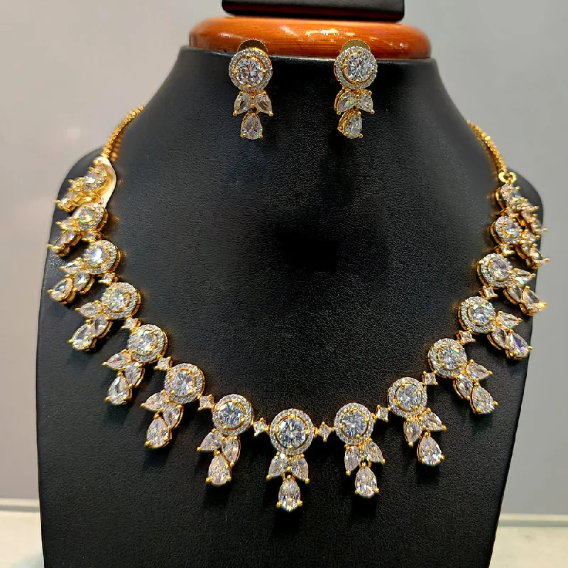 Jain Jewellers  Gold Plated  AD Necklace Set