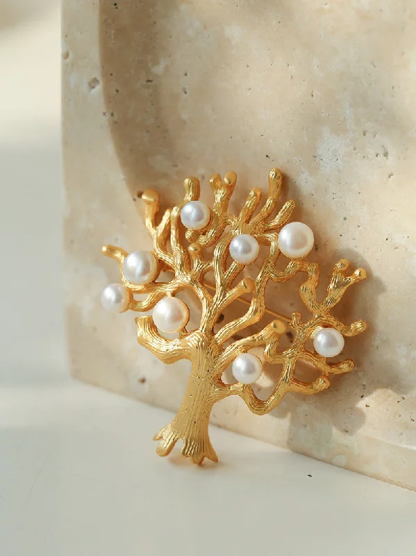 Antique Money Tree Pearl Brooch