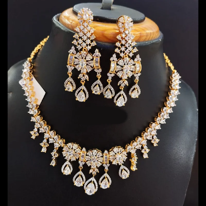 Jain Jewellers Gold Plated AD Necklace Set