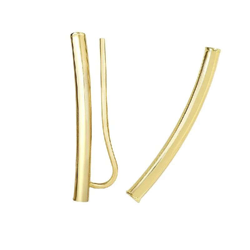 Curata 14k Yellow Gold 26x7mm Polished Curved Ear Climber Earrings