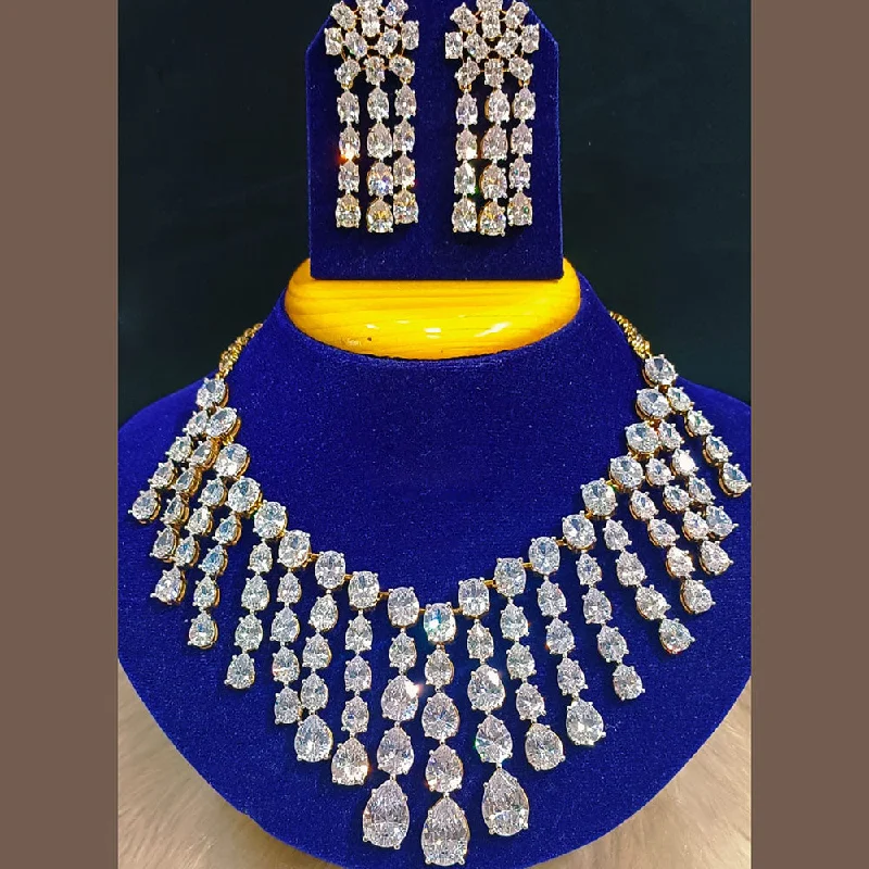 Jain Jewellers Gold Plated AD Stone Necklace Set