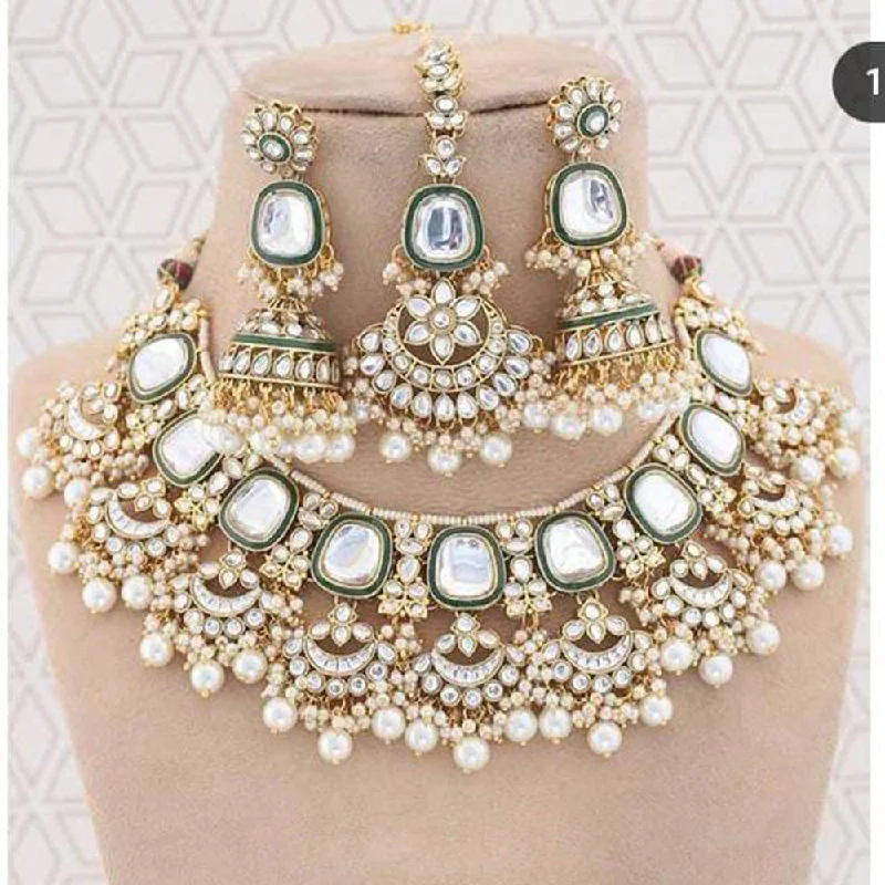 Sai Fashion Gold Plated Kundan Stone Necklace Set