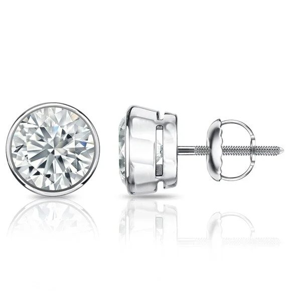 Auriya 6ctw Round Diamond Stud Earrings Bezel-set Platinum - GIA Certified