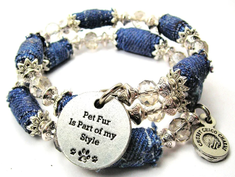 Pet Fur Is Part Of My Style Blue Jean Beaded Wrap Bracelet