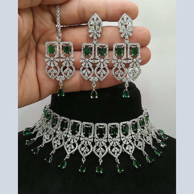 Manisha Jewellery Silver Plated AD Necklace Set