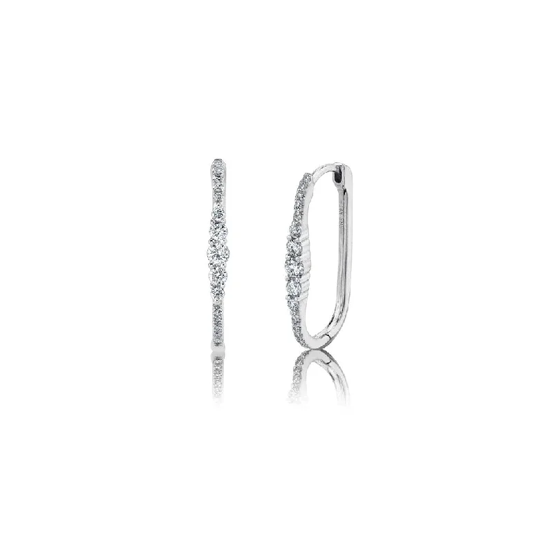 0.29 ctw Diamond Oval Hoop Earrings