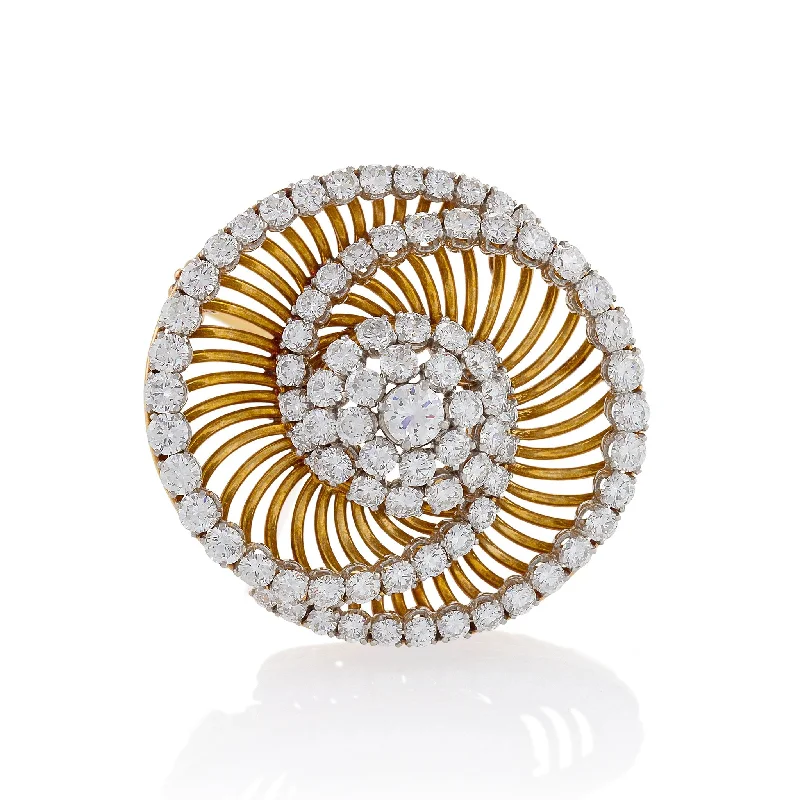 Bulgari Gold and Diamond Spiral Brooch