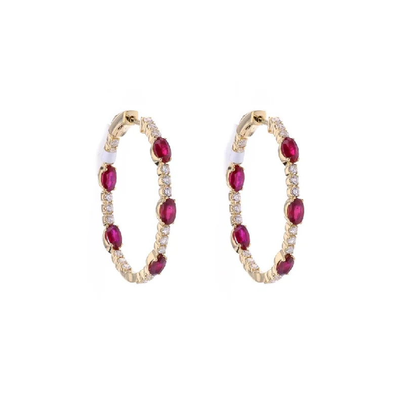 Ruby & Diamond Inside-Out Hoop Earrings