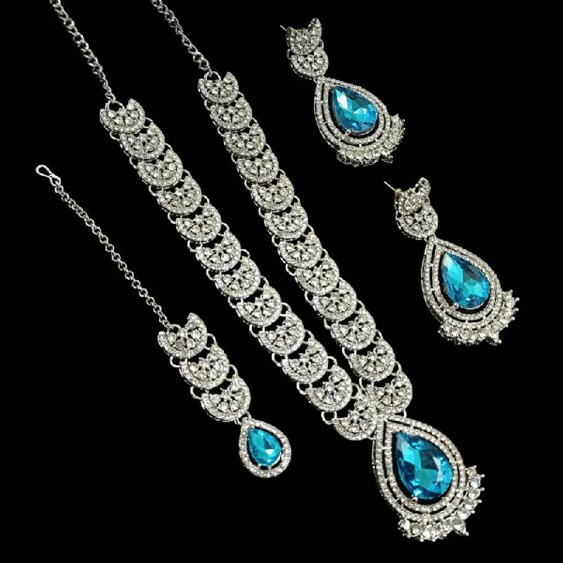 Padmawati Bangles Silver Plated Austrian Stone Necklace Set