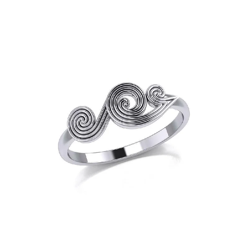 Spiral Wave Silver Ring TRI1872