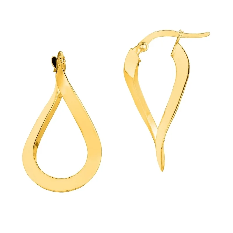 Curata 10k Yellow Gold 28x18mm Polished Modern Freeform Hoop Earrings