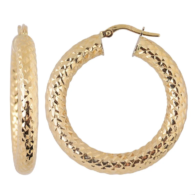 Fremada 10k Yellow Gold Diamond-cut Hoop Earrings