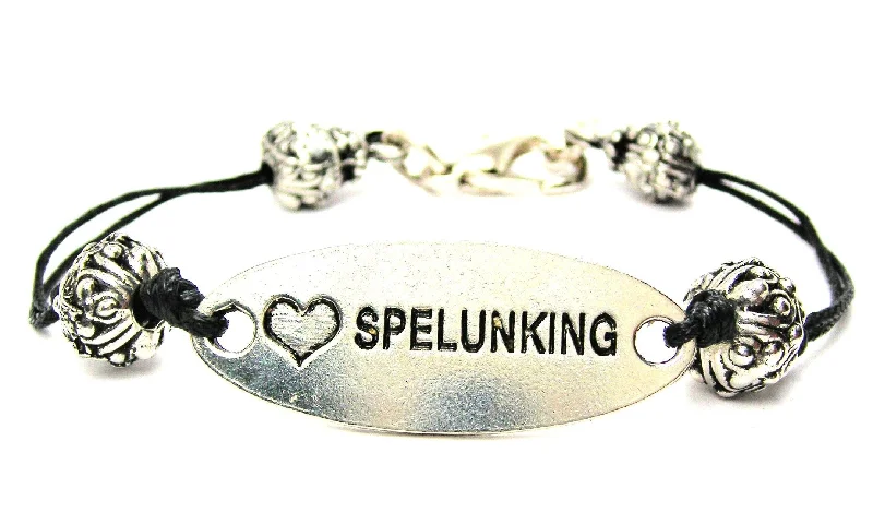 Love Spelunking Black Cord Connector Bracelet