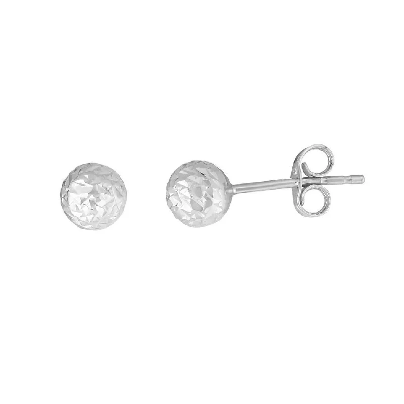 Curata 14k White Gold 5mm Sparkle Cut Ball Post Earrings