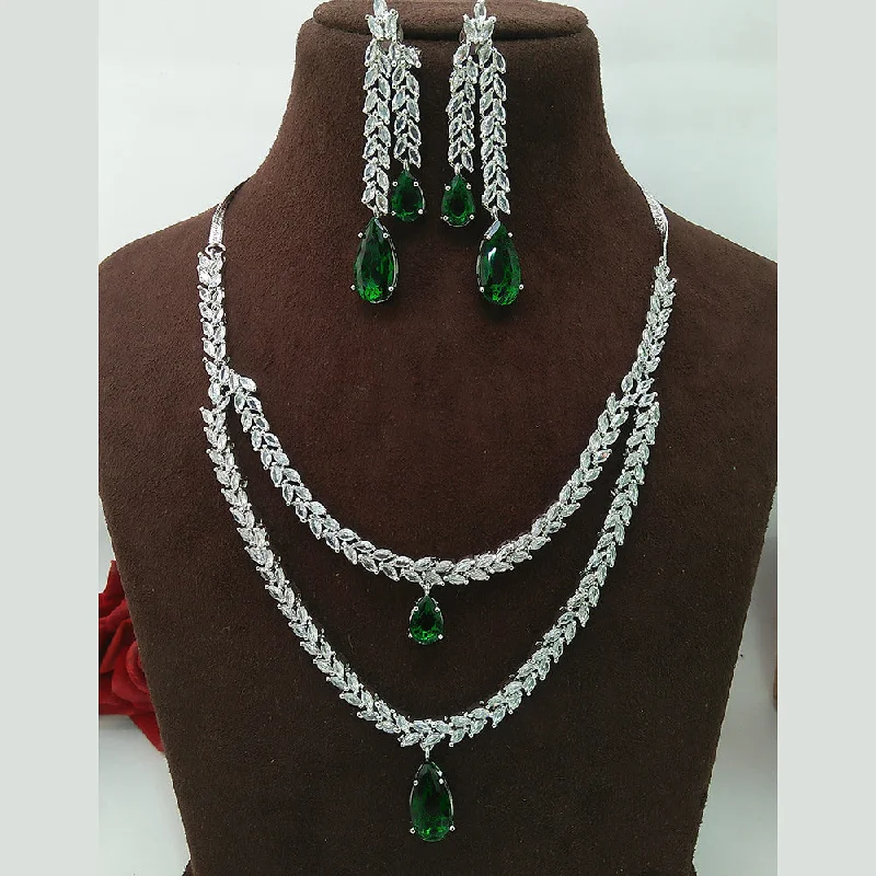 Manisha Jewellery Silver Plated AD Necklace Set