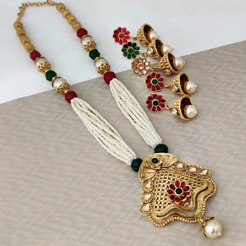 Rani Sati Jewels Gold Plated Pota Long Necklace Set