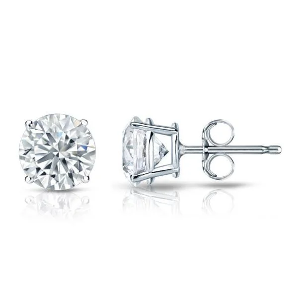 Auriya Platinum 2ctw Round Diamond Stud Earrings GIA Certified