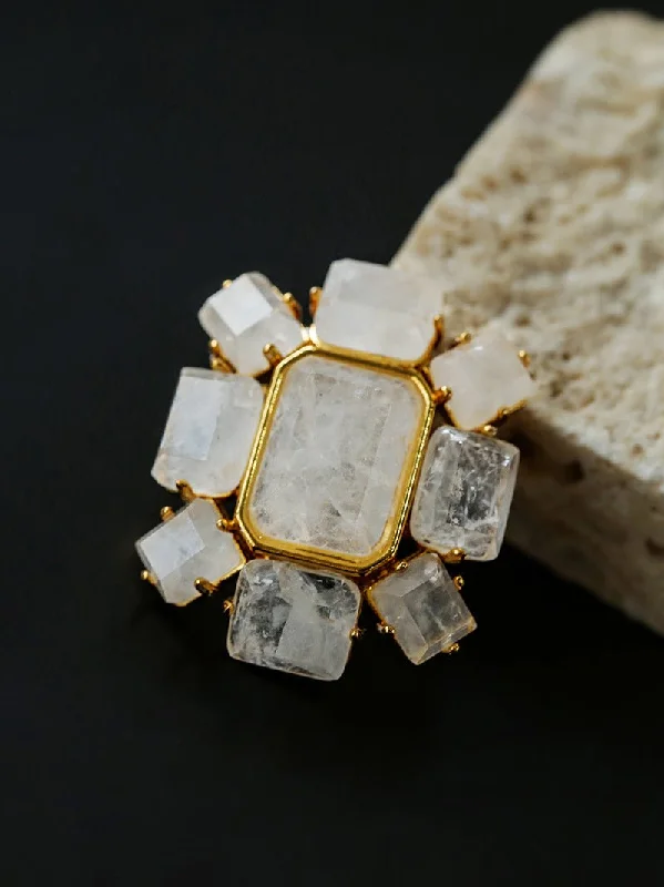 Fashion Rock Sugar White Crystal Brooch