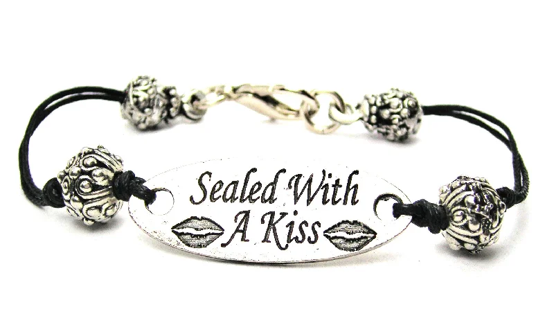 Sealed With A Kiss Black Cord Connector Bracelet