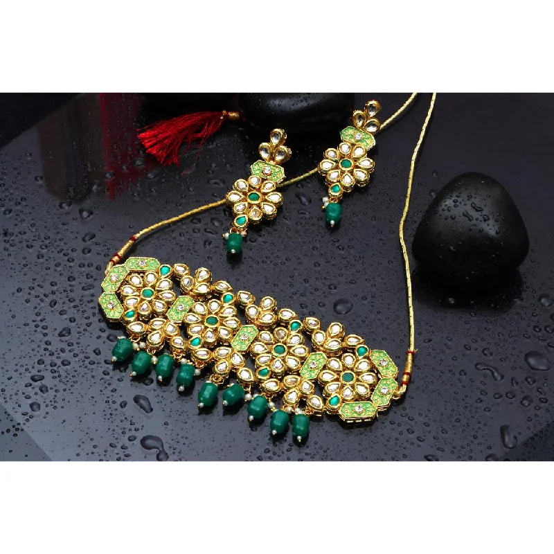 Bhavi Jewels Gold Plated Kundan Stone Choker Necklace Set