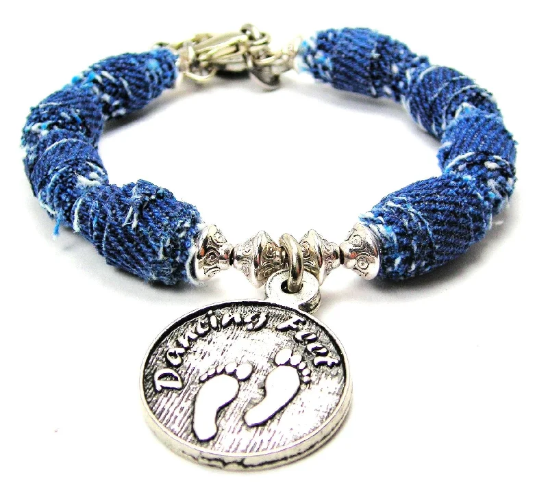 Dancing Feet Blue Jean Beaded Toggle Bracelet