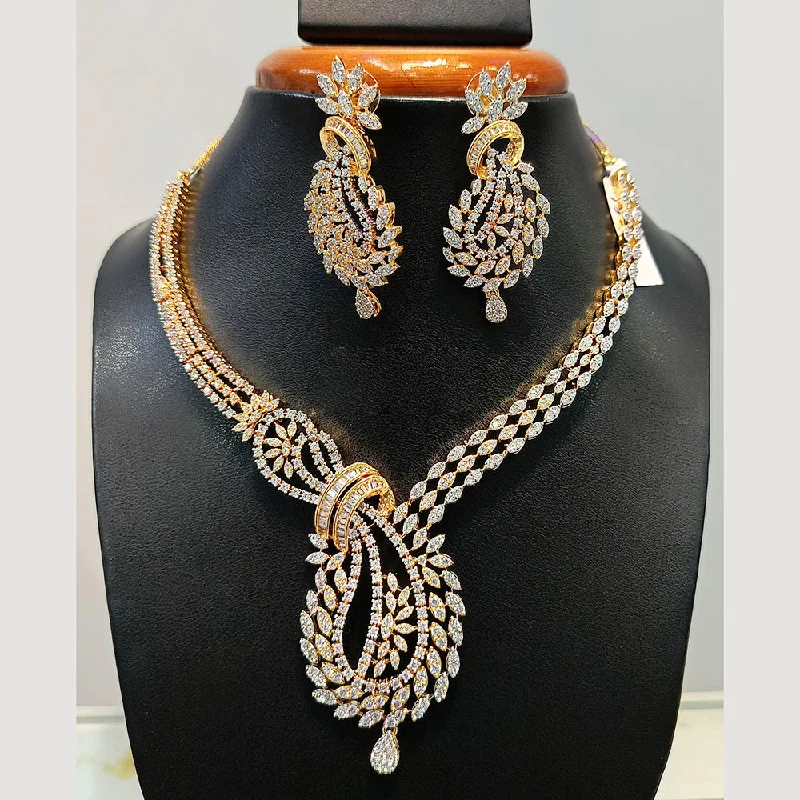 Jain Jewellers  Gold Plated  AD Necklace Set