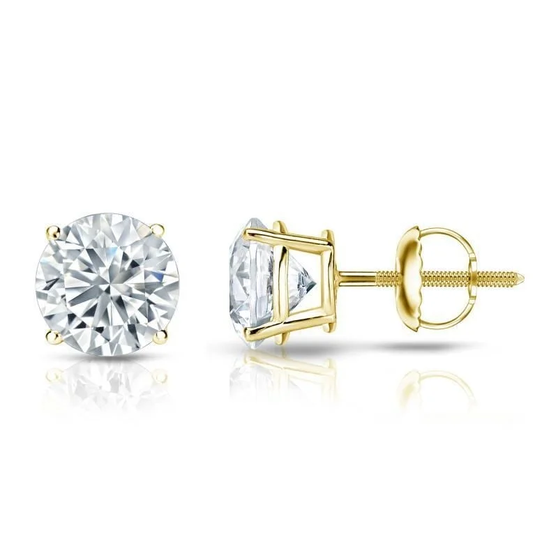 Auriya 18k Gold GIA Certified 6 carat TW Round Diamond Stud Earrings