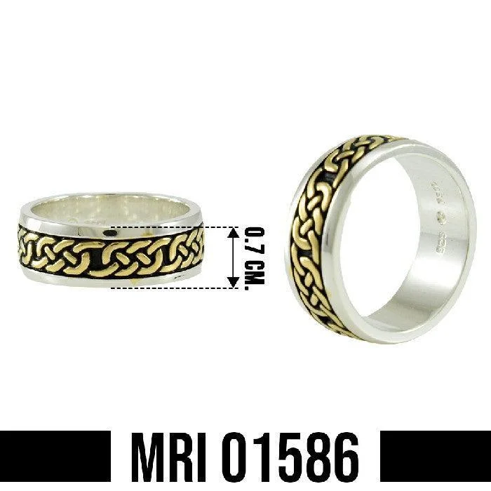 Celtic Knotwork Sterling Silver with 14K Gold Accent Ring MRI1586