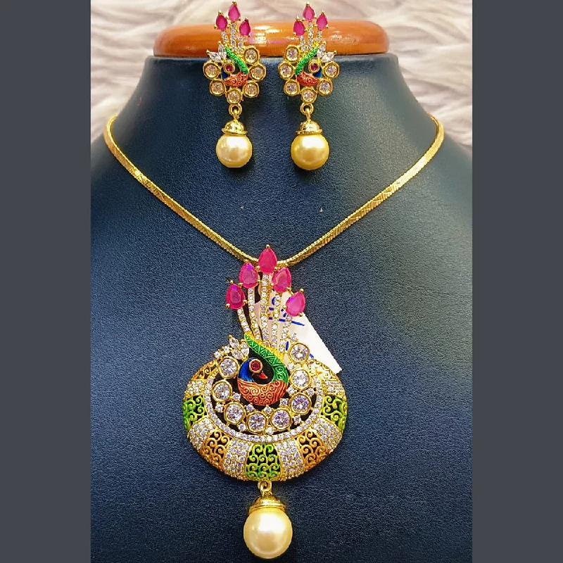 Jain Jewellers Gold Plated AD Stone Necklace Set