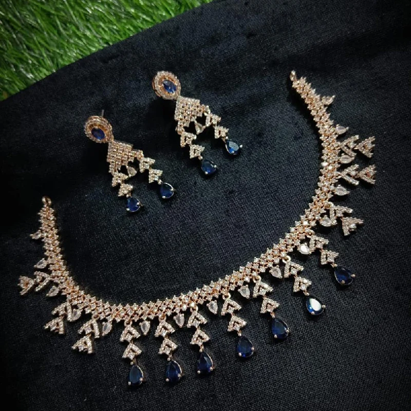 Manisha Jewellery Rose Gold Plated AD Necklace Set