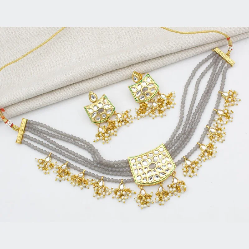 Kavita Art Gold Plated Kundan And Pearl Choker Necklace Set ( Assorted Desing Piece -1)