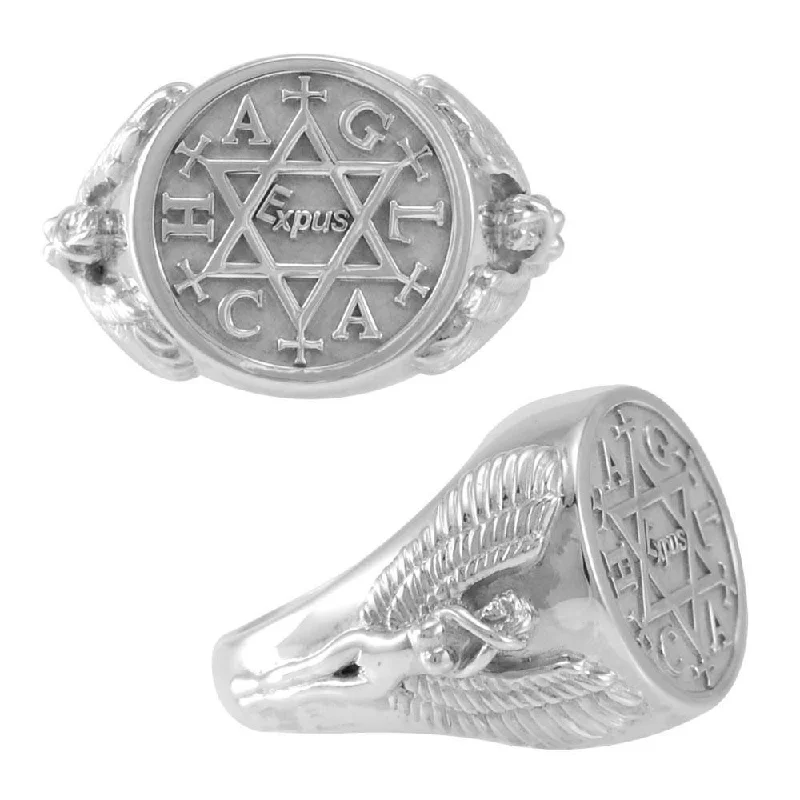 Angel Talisman Occult Large Sterling Silver Ring TRI2153