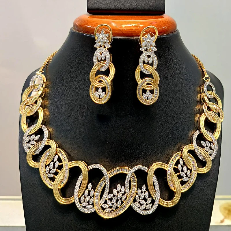 Jain Jewellers  Gold Plated  AD Necklace Set