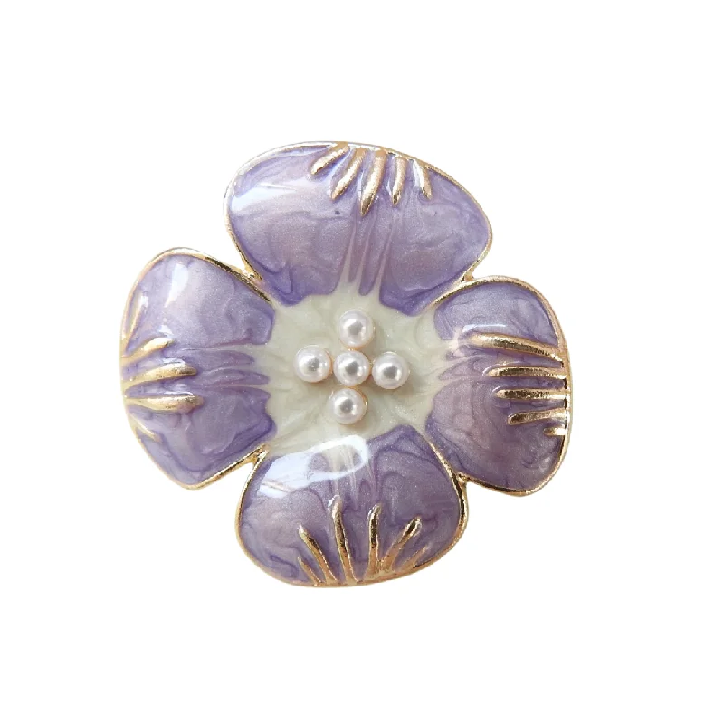 Purple flower brooch