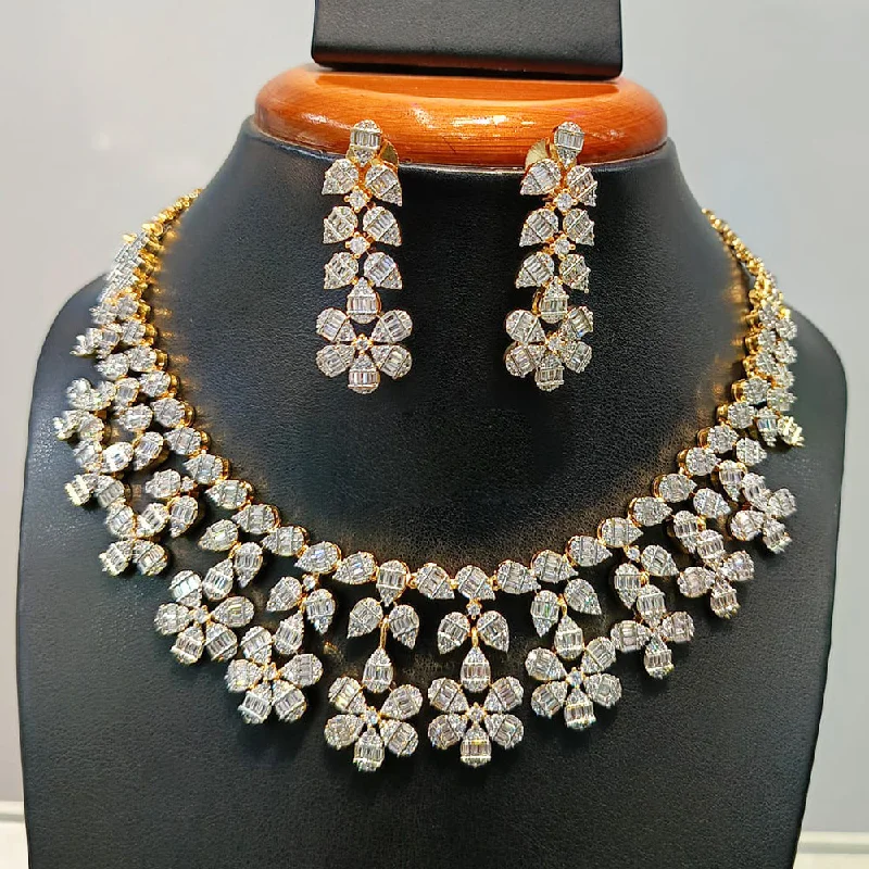 Jain Jewellers  Gold Plated  AD Necklace Set