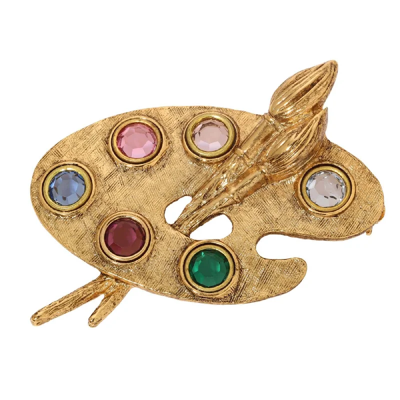 1928 Jewelry Da Vinci's Brush & Paint Palette Brooch