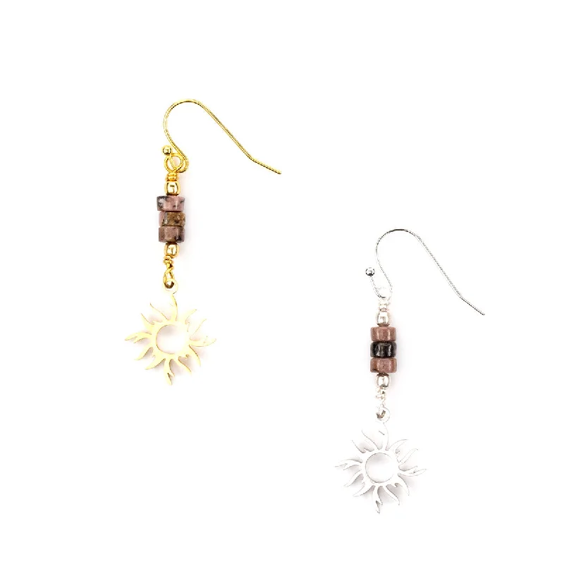 El Farol Gemstone and Sun Charm Earring