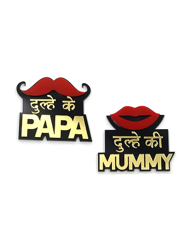 Dulhe ke Papa + Dulhe ki Mummy Brooch Set of 2