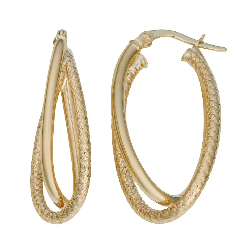 Fremada Italian 14k Yellow Gold Double Oval Hoop Earrings