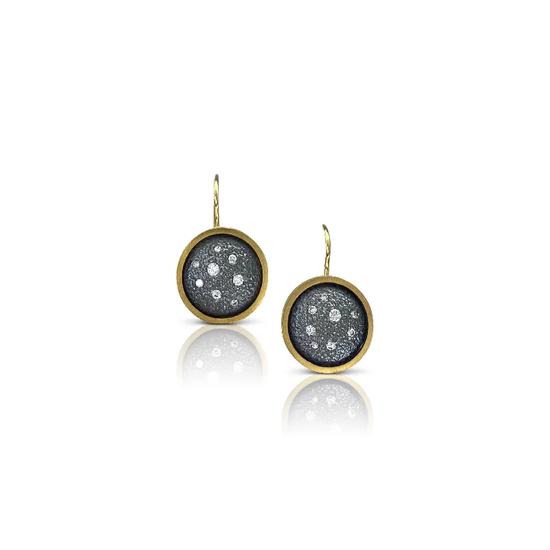 Silver and Gold Diamond Disc Wire Earring