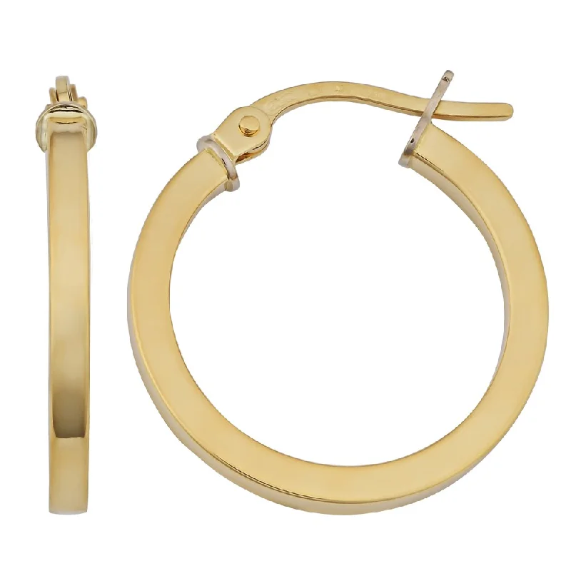 Fremada 18k Yellow Gold Italian High Polish Flat Hoop Earrings