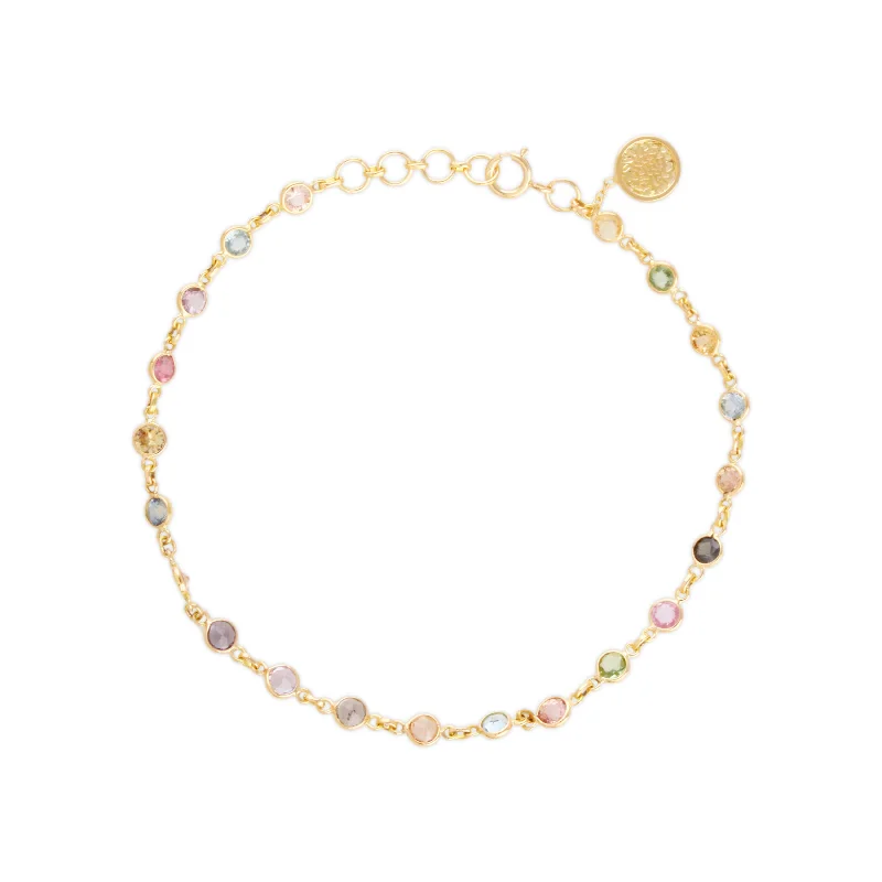 Multicolor Stone Round Bracelet In 18K Yellow Gold