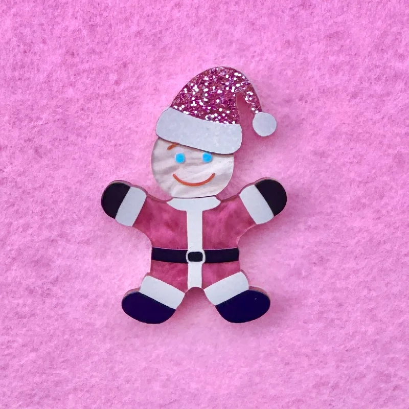 Pink Santa - Mini Brooch