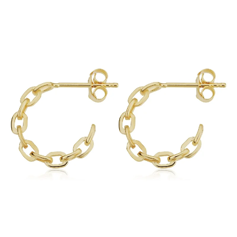 14k Yellow Gold Oval Links Open Hoop Earrings Made in Italy