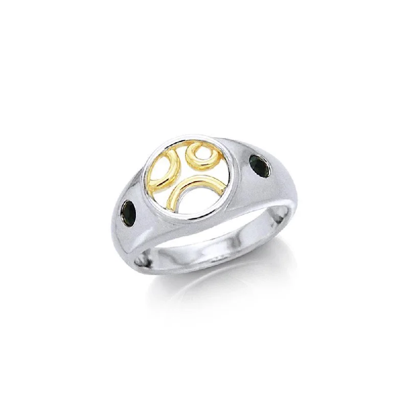 Black Magic Two Toned Circles Silver & Gold Ring MRI450